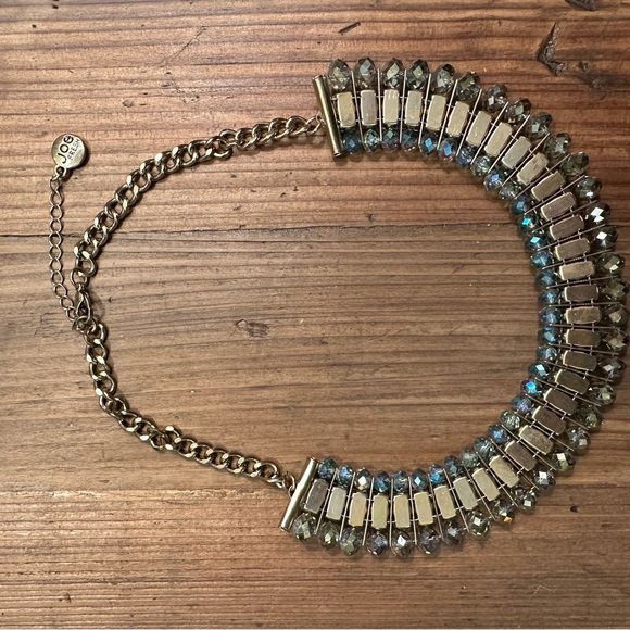 Elegant Gold and Blue Crystal Necklace - Picture 1 of 4